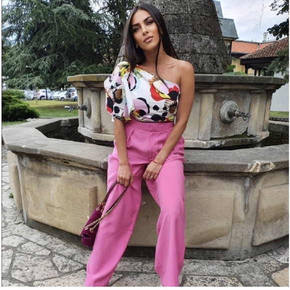 Zara Printed Asymmetrical Crop Top Size Small - Picture 11 of 11